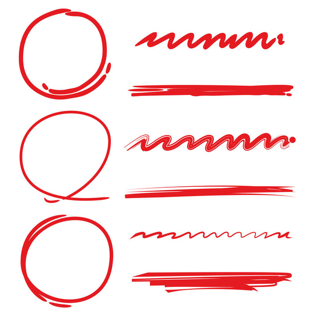 markeerstift-cirkels en onderstrepings set - Vector, afbeelding