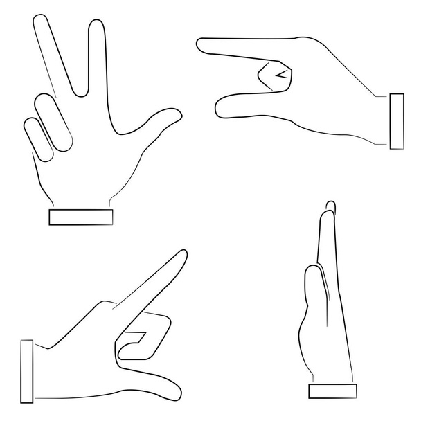 hand icons set, cartoon style - Vector, Image