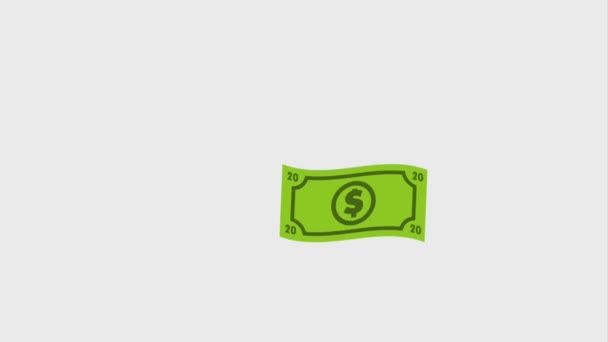dolar banknotları düşen harcama simgeleri - Video, Çekim