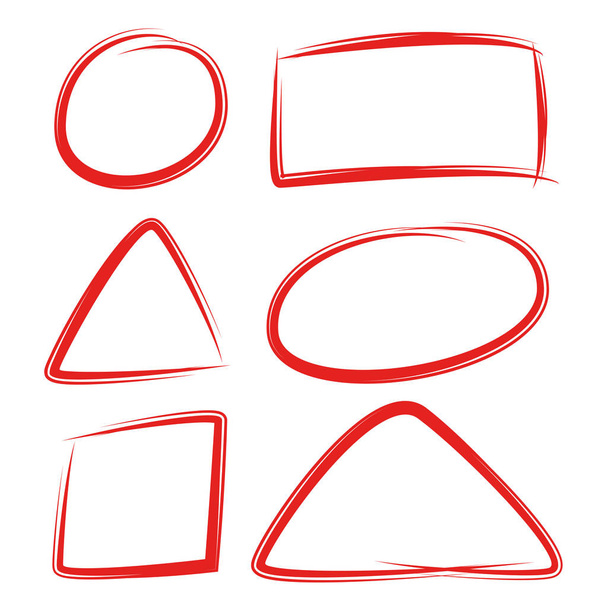 punainen käsi piirretty ympyrä ja suorakulmion merkki elementtejä
 - Vektori, kuva