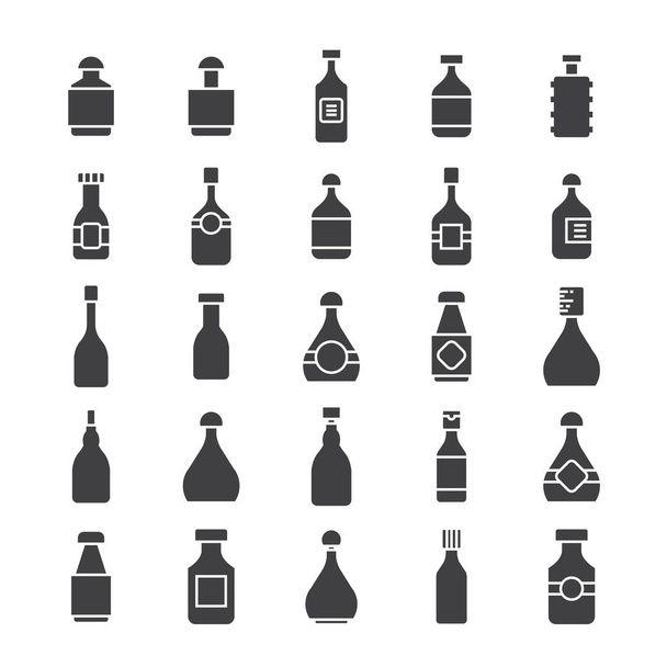 Vektorová ilustrace lahví, nastavení ikon - Vektor, obrázek