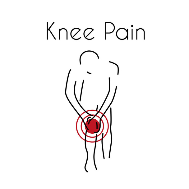 Vector Knee Pain Linear Icon - Vector, Image