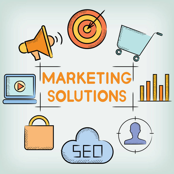 business concept, vector illustration of marketing solutions - Vector, Image