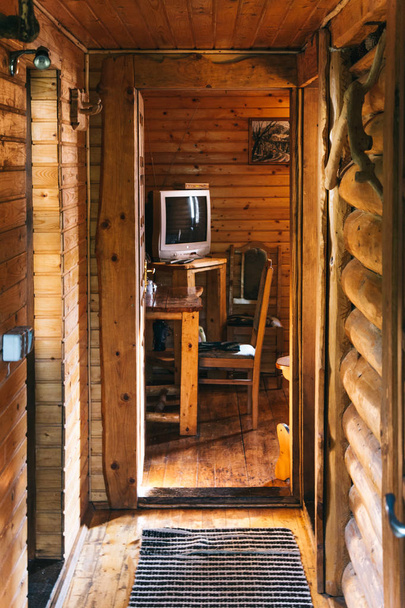 interior of apartments in wooden style at Yaremche, Ukraine - Foto, Imagem