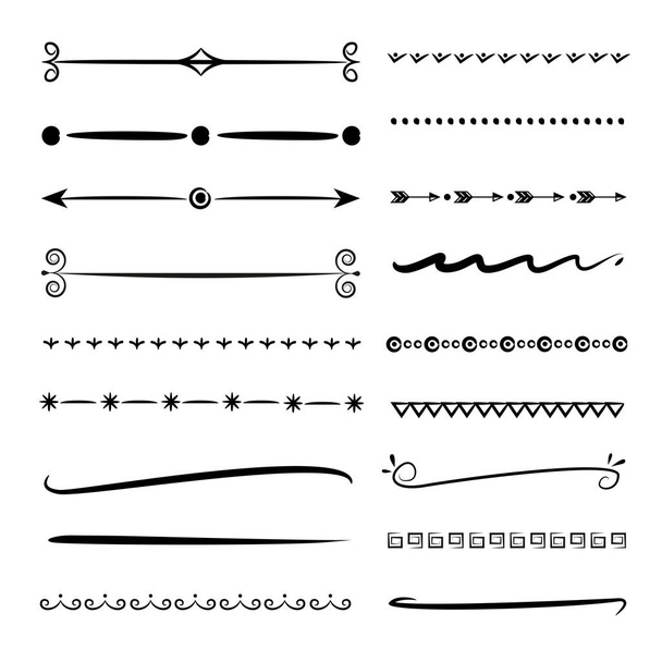 conjunto de linha divisor desenhado à mão - Vetor, Imagem