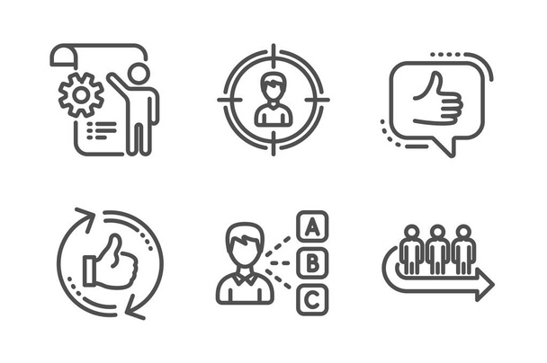 Like, Settings blueprint and Opinion icons set. Headhunting, Refresh like and Queue signs. Vector - Vektor, obrázek