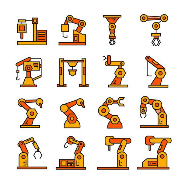 Iconos de brazo robótico, ilustración vectorial
  - Vector, Imagen