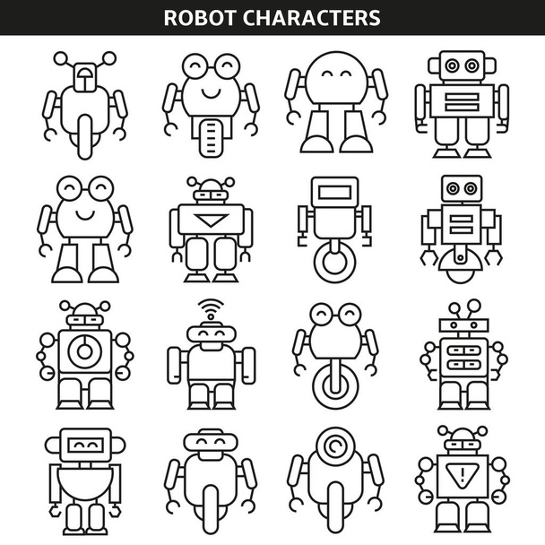 vector illustration of modern  robots, icons - Vector, Image