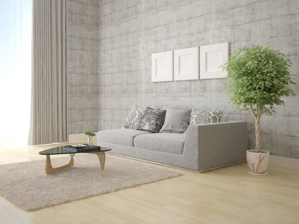 Prepara una elegante sala de estar con un sofá compacto de moda y un telón de fondo original hipster
. - Foto, Imagen
