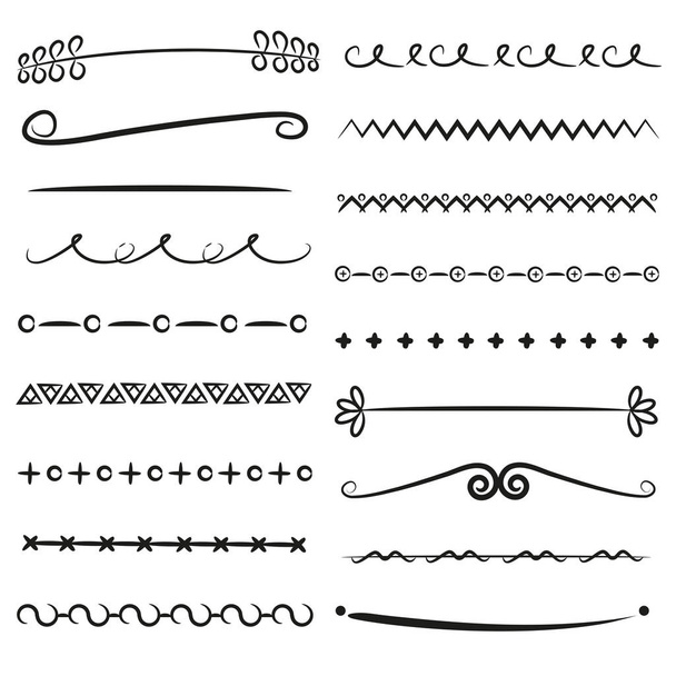 zestaw ręcznie rysowanych linii rozdzielających - Wektor, obraz
