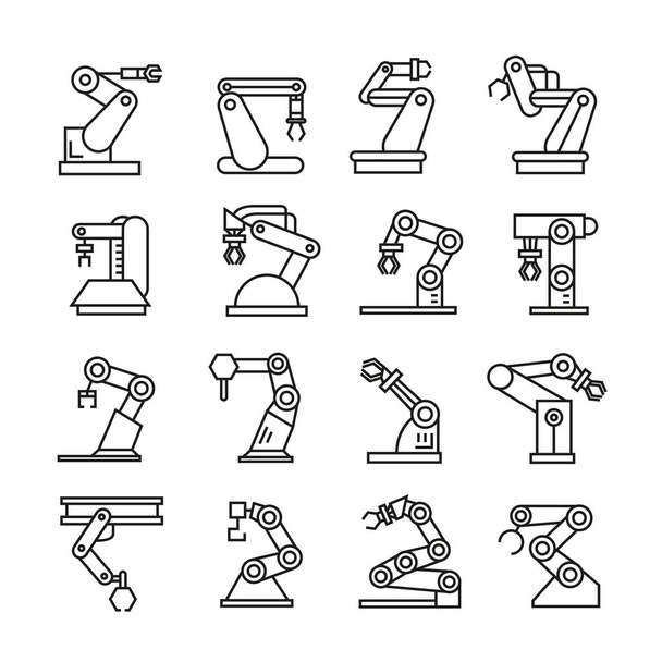 Роботизированные иконки рук, векторная иллюстрация
  - Вектор,изображение