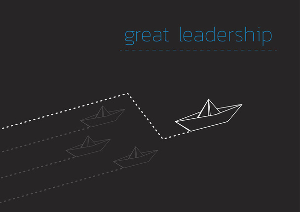μεγάλη ηγεσία με διπλωμένη χάρτινη βάρκα - Διάνυσμα, εικόνα