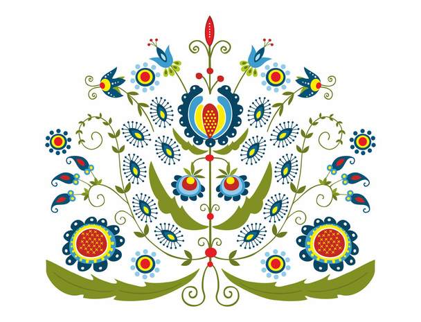 Польский народ с декоративными цветами
 - Вектор,изображение