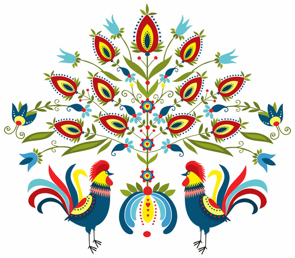 Embroidery roosters - Vector, Image