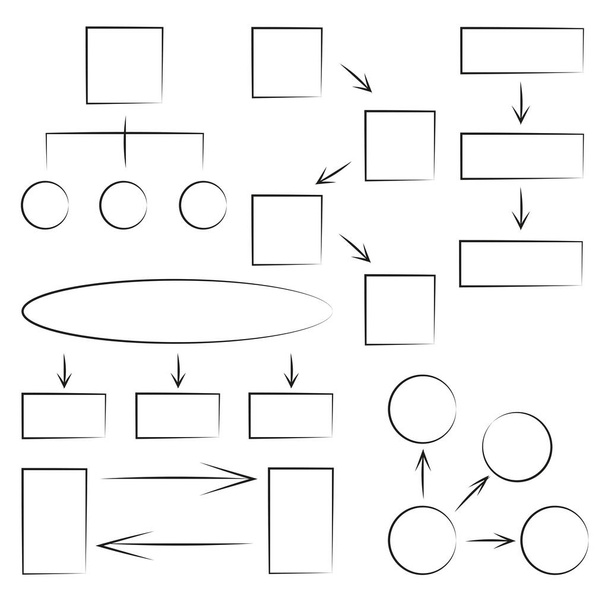el çizilmiş diyagram seti, akış şeması vektör tasarımı  - Vektör, Görsel