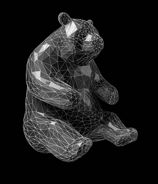 Ilustración 3D de oso de estilo polivinílico bajo aislado negro
 - Foto, Imagen