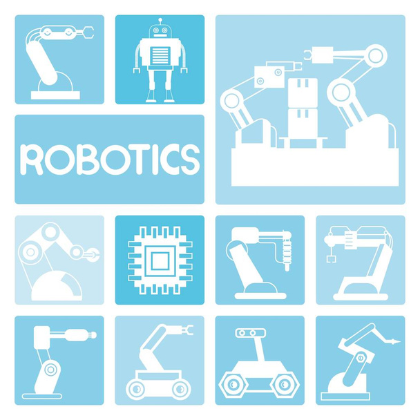 Automazione, set icone robotiche, illustrazione vettoriale
  - Vettoriali, immagini