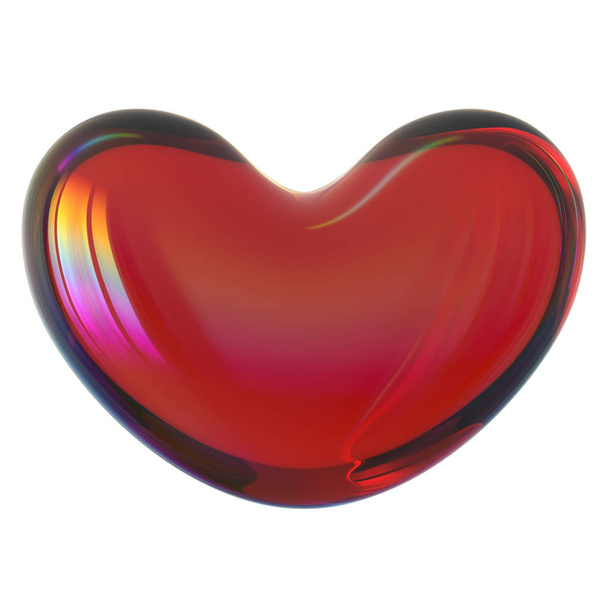 3d illustration of glass heart shape symbol dark liquid - Photo, image
