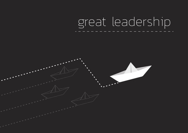 Великое лидерство со складным бумажным кораблем
 - Вектор,изображение