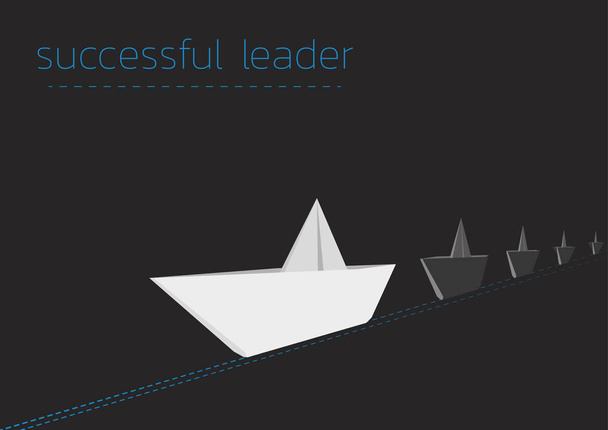 successful leader with a folded paper steamboat - Vector, Image