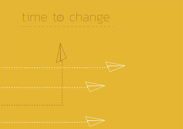time to change with a folded paper boat - Vector, Image