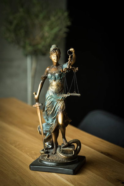 Statue of blind goddess Themis, Law and Justice concept. - Foto, Imagem