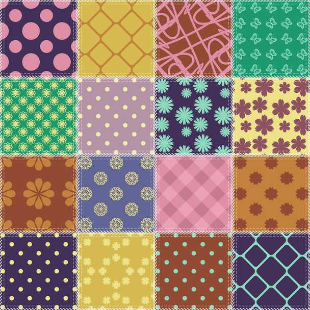 fondo patchwork con diferentes patrones - Vector, Imagen
