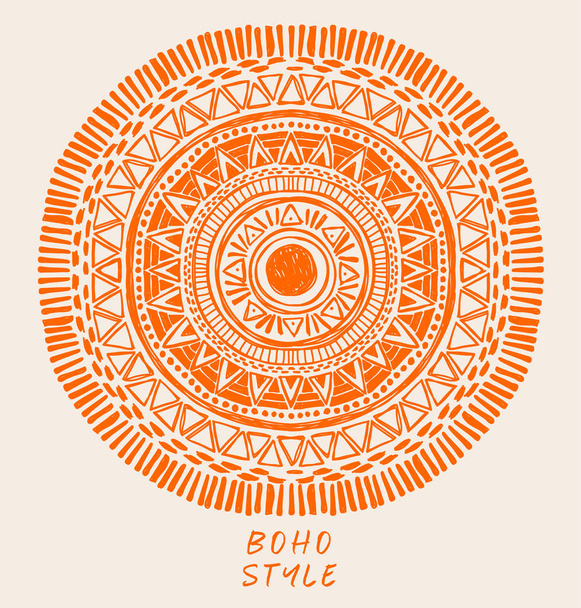 Doodle Mandala mit Sonnenzeichen in der Mitte, kann für Tätowierung, Skizze Stil Vektor Illustration verwendet werden - Vektor, Bild