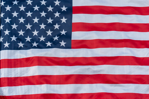 Close-up Amerikaanse flagbackground patroon. Amerikaanse vlag achtergrond - Foto, afbeelding