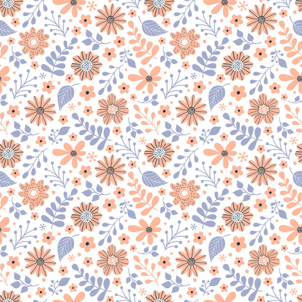patrón con flores y hojas - Vector, Imagen