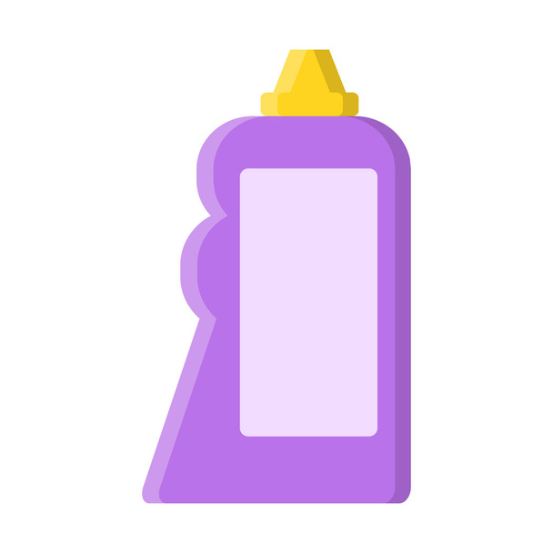 Violetti pullo nestemäisellä puhdistusaineella tasaisella tyylillä valkoisella, varastossa
  - Vektori, kuva