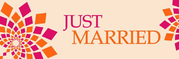 Just married text written over pink orange background. - Photo, Image