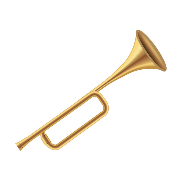 Realistic Detailed 3d King Royal Golden Horn on a White. Vector - Вектор,изображение