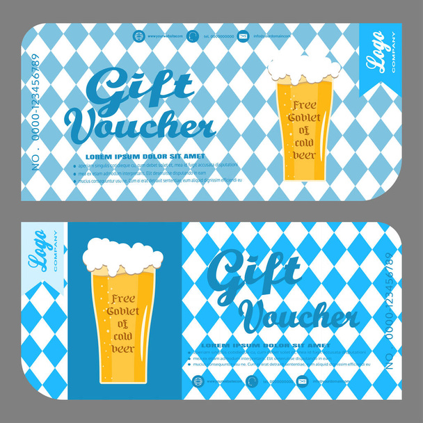 Vector blank of gift voucher to increase the sales of beer in a bar. - Vector, imagen