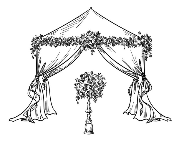 tente décorative pour une fête ou un mariage avec des décorations de fleurs
,  - Vecteur, image