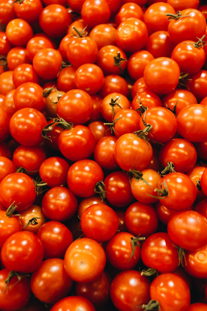 pile of fresh ripe tomatoes, food background - Photo, Image