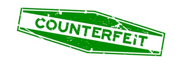 Grunge verde parola contraffatta esagono timbro sigillo di gomma su sfondo bianco
 - Vettoriali, immagini