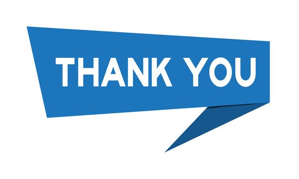 Nápis-modrý papír s nápisem "Děkujeme" na bílém pozadí (vektor) - Vektor, obrázek