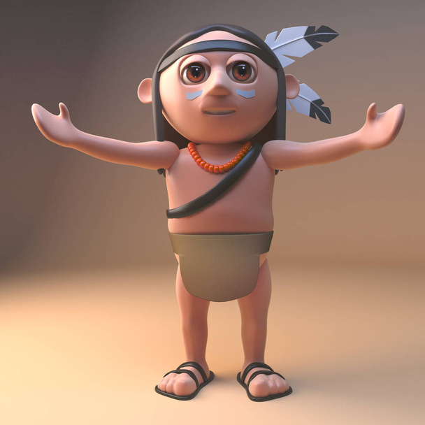Původní americký Indián provádí posvátný obřad, 3D ilustrace - Fotografie, Obrázek