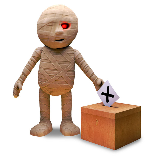 Democratically minded Egyptian mummy monster casts his vote in the election, 3d illustration - Photo, Image