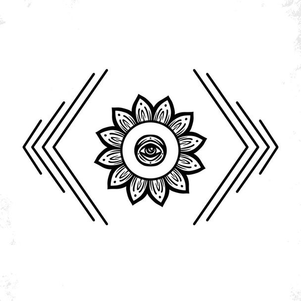 Polynesian tattoo design. Ancient Polynesian native ornament, isolated on white, vector illustration - Vector, Image