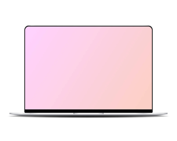 Una maqueta realista para laptop. Portátil moderno 2019. Portátil moderno con pantalla en blanco aislado sobre fondo blanco
. - Vector, imagen