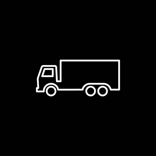 黒の背景に大きなトラックのアイコン。ブラック フラット スタイル ベクトル イラスト - ベクター画像