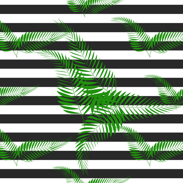 Tropical flowers and leaves on zebra background. Seamless. Animal Print Fashion. - Vector, Imagen