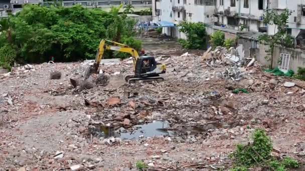4K Demolition machine at construction site - Footage, Video