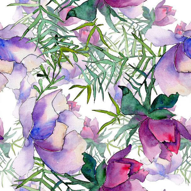Bouquet floral botanical flowers. Watercolor background illustration set. Seamless background pattern. - Foto, Bild