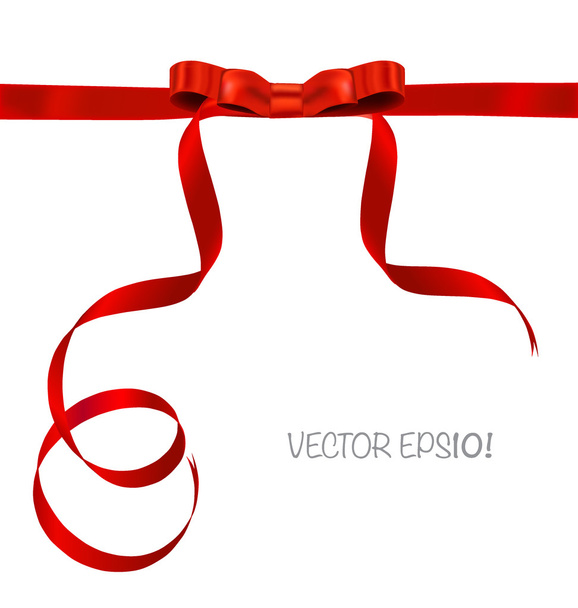 Shiny red ribbon on white background with copy space. Vector ill - ベクター画像
