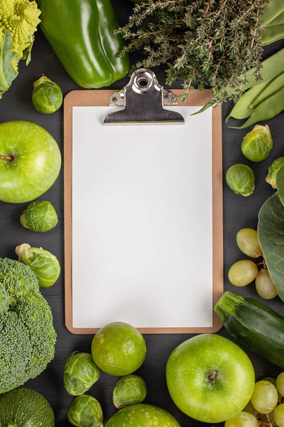 fresh organic vegetables in green color. Healthy eating concept - Фото, зображення