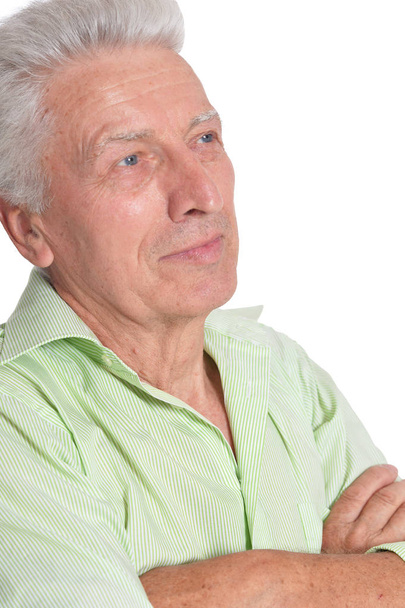 portrait of thinking   senior man isolated on white background - Foto, immagini