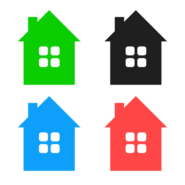Красочные иконки домов в векторе EPS 10 - простые и стильные иллюстрации для бизнес-дизайна, связанного с недвижимостью
. - Вектор,изображение